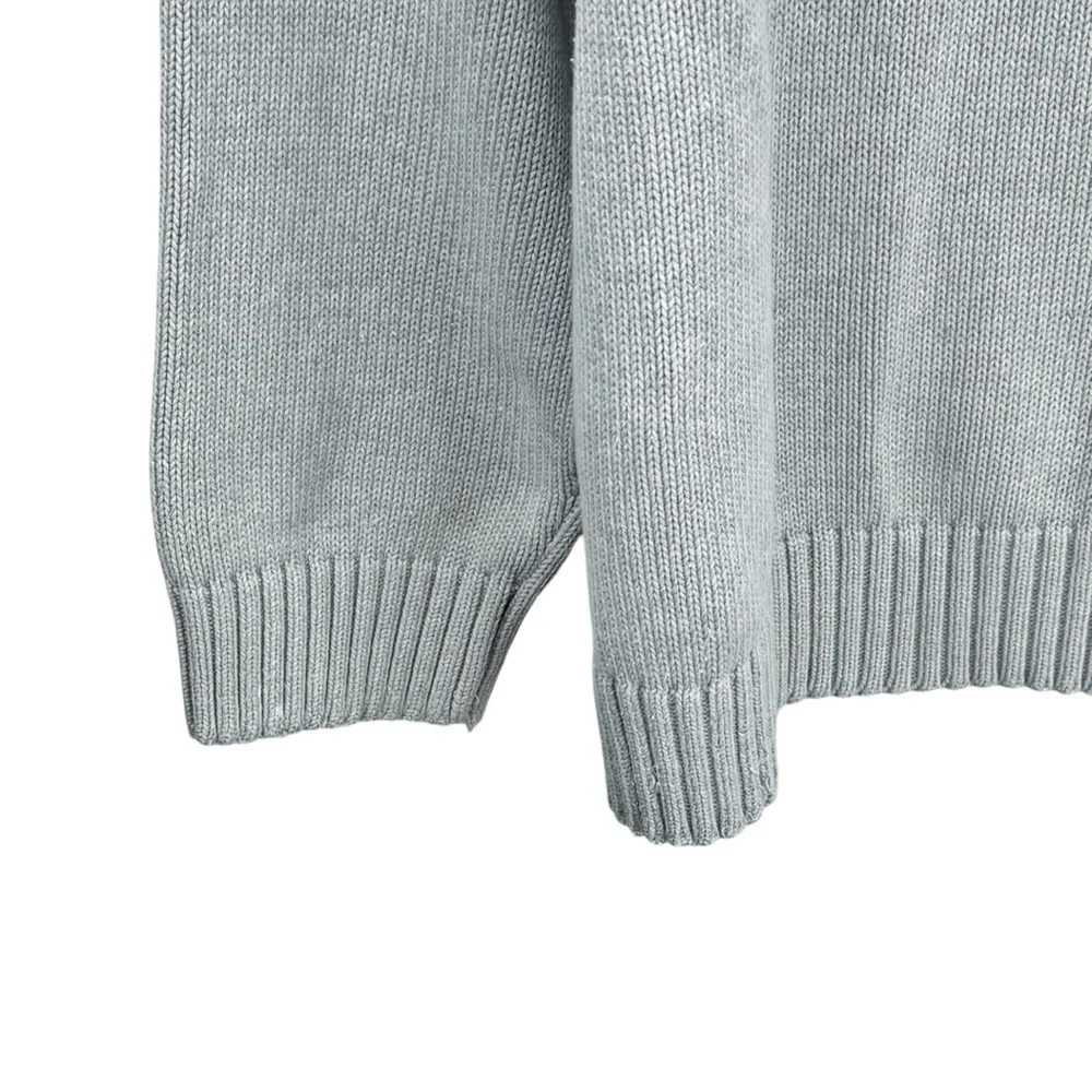 VINTAGE TOMMY HILFIGER Y2K Men's Designer Light Grey Crew Neck Sweater Size XL